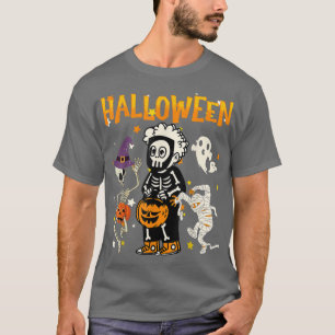 Halloween Skeleton Cute Kids 2021 Funny Pumpkin Re T-Shirt