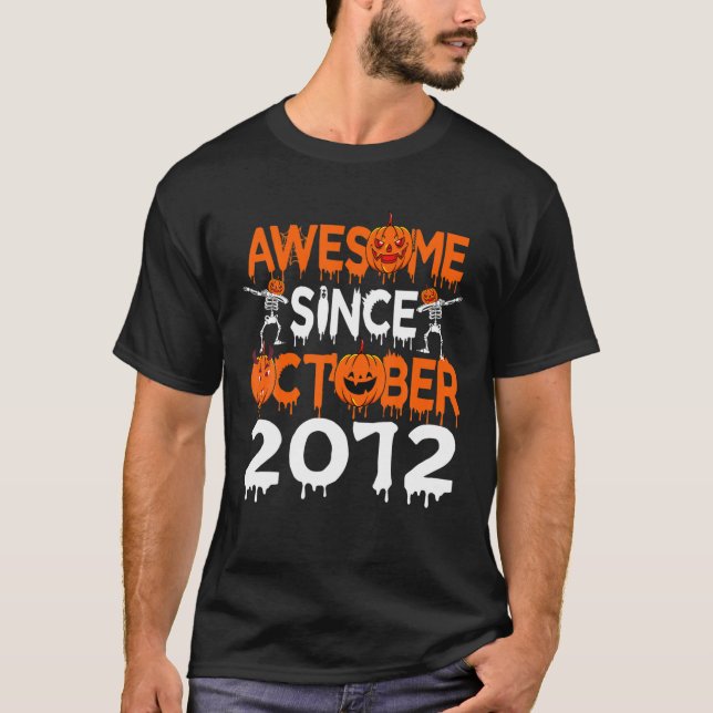 Halloween Skeleton Dabbing Gift October 2012 8th B T-Shirt (Front)
