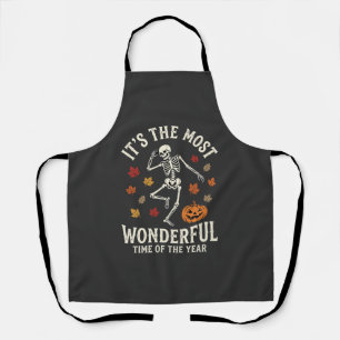 Halloween Skeleton Dance Pumpkin Fall Apron