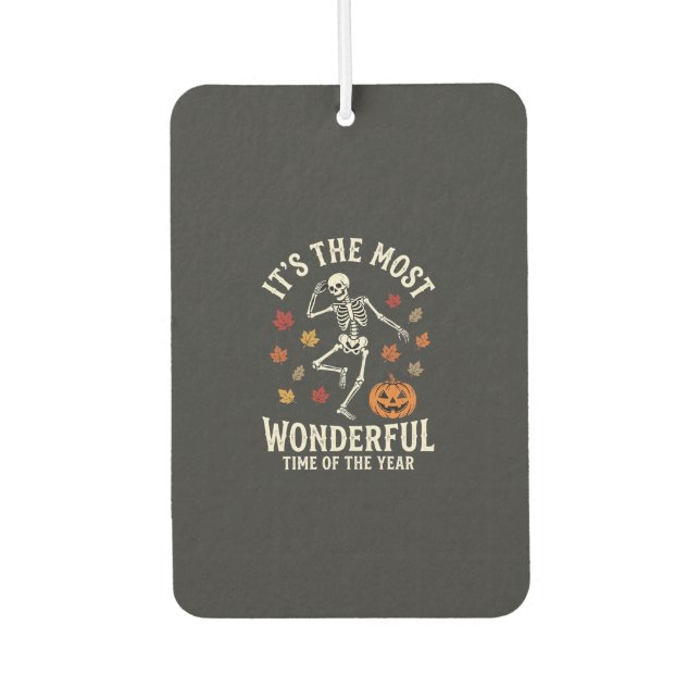 Halloween Skeleton Dance Pumpkin Fall Car Air Freshener (Front)