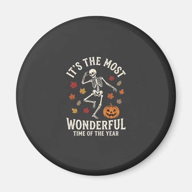 Halloween Skeleton Dance Pumpkin Fall Magnet (Front)