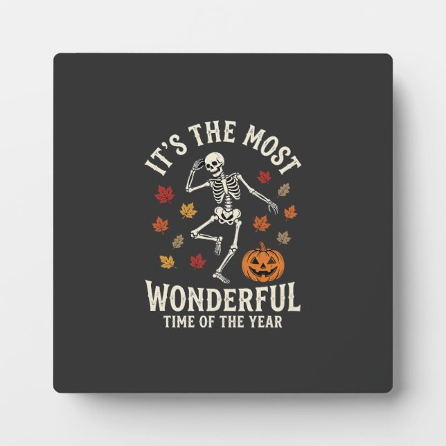 Halloween Skeleton Dance Pumpkin Fall Plaque (Front)