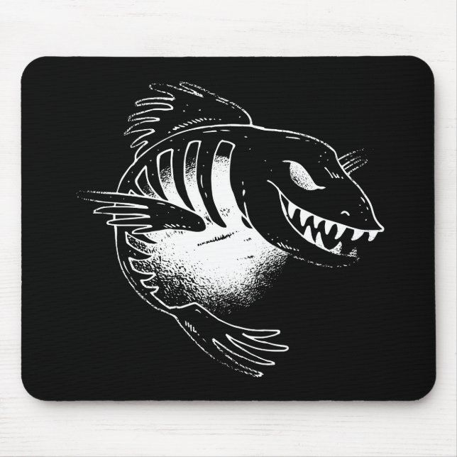 Halloween Skeleton Dark Fish Gift For Sea Monster Mouse Pad (Front)