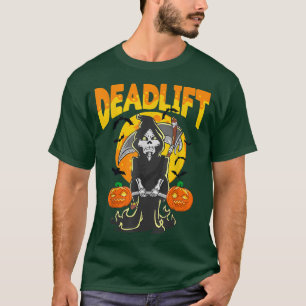 Halloween Skeleton Deadlift Bodybuilder Workout Fi T-Shirt