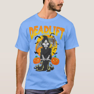 Halloween Skeleton Deadlift Bodybuilder Workout Fi T-Shirt