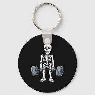 Halloween Skeleton Deadlift Fun Fitness Weightlift Key Ring