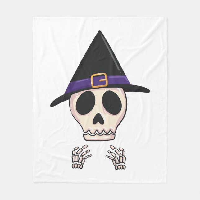 Halloween Skeleton design, Spooky Halloween Fleece Blanket (Front)