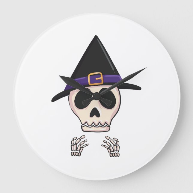 Halloween Skeleton design, Spooky Halloween Large Clock (Front)