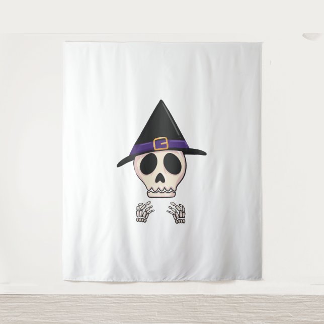 Halloween Skeleton design, Spooky Halloween Tapestry (Front)