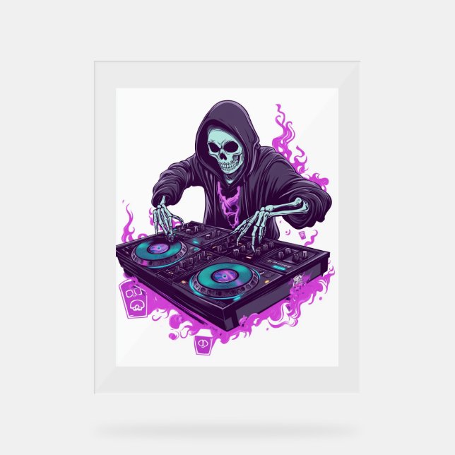 Halloween Skeleton DJ Acrylic Sign (Front)