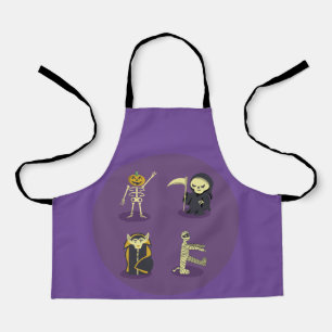 Halloween Skeleton Dracula Mummy Grim Reaper Apron