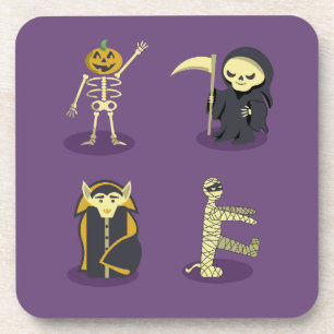 Halloween Skeleton Dracula Mummy Grim Reaper Coaster