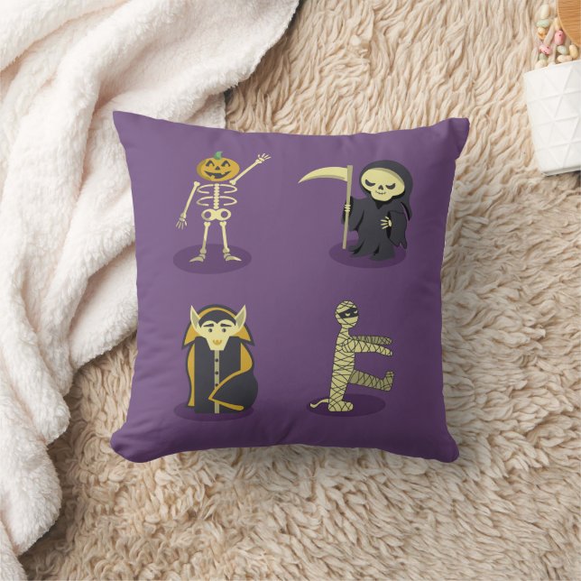 Halloween Skeleton Dracula Mummy Grim Reaper Cushion (Blanket)