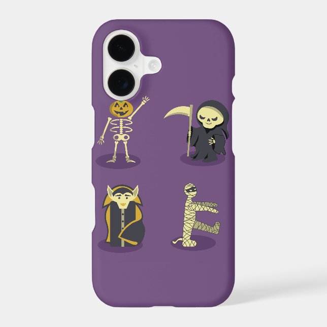 Halloween Skeleton Dracula Mummy Grim Reaper iPhone Case (Back)