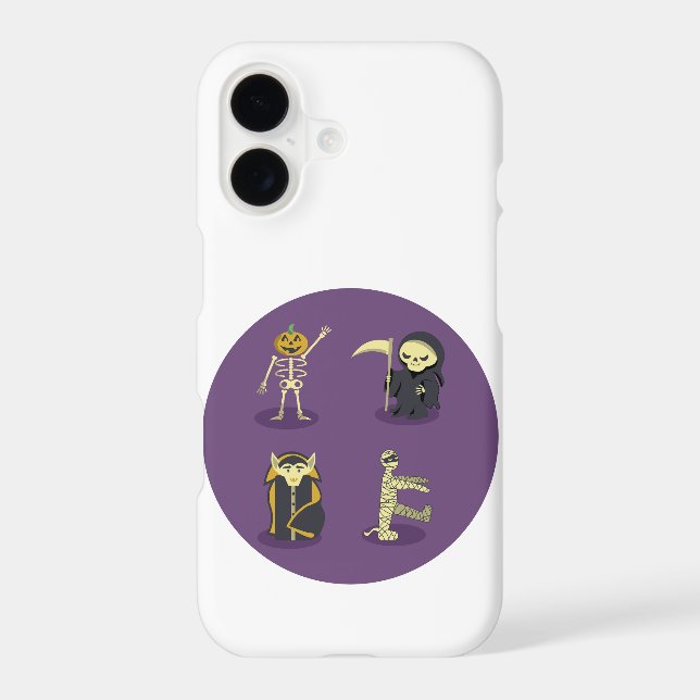 Halloween Skeleton Dracula Mummy Grim Reaper iPhone Case (Back)