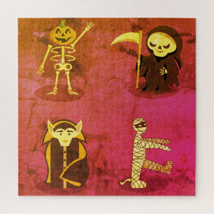 Halloween Skeleton Dracula Mummy Grim Reaper Jigsaw Puzzle