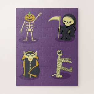 Halloween Skeleton Dracula Mummy Grim Reaper Jigsaw Puzzle