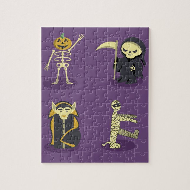 Halloween Skeleton Dracula Mummy Grim Reaper Jigsaw Puzzle (Vertical)