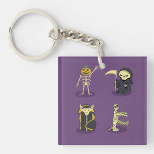 Halloween Skeleton Dracula Mummy Grim Reaper Key Ring