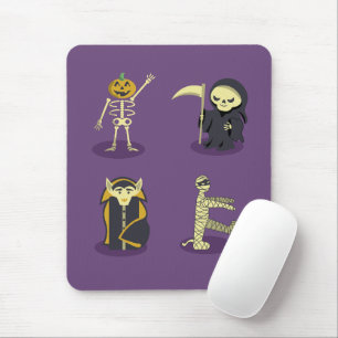Halloween Skeleton Dracula Mummy Grim Reaper Mouse Pad