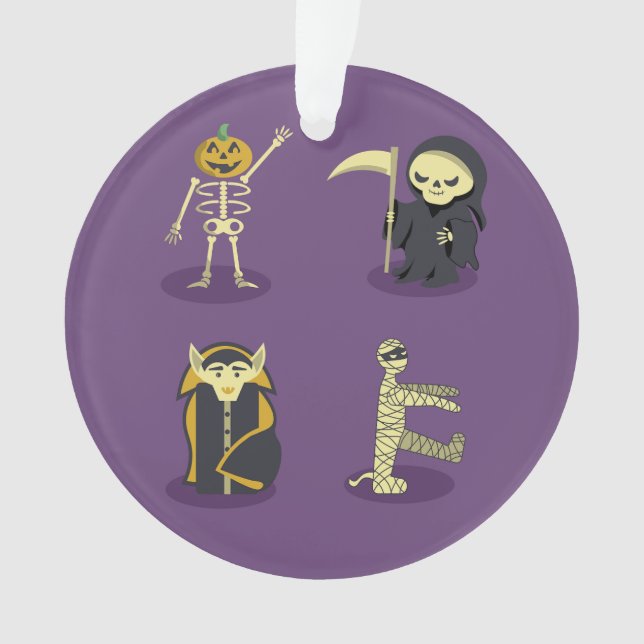 Halloween Skeleton Dracula Mummy Grim Reaper Ornament (Front)