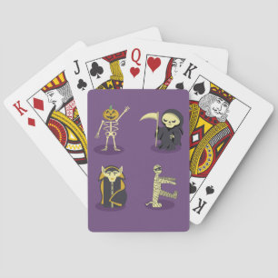 Halloween Skeleton Dracula Mummy Grim Reaper Playing Cards