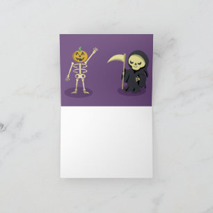 Halloween Skeleton Dracula Mummy Grim Reaper Thank You Card