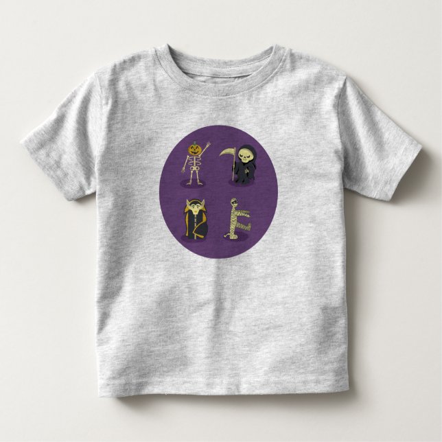 Halloween Skeleton Dracula Mummy Grim Reaper Toddler T-Shirt (Front)