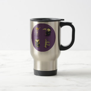 Halloween Skeleton Dracula Mummy Grim Reaper Travel Mug