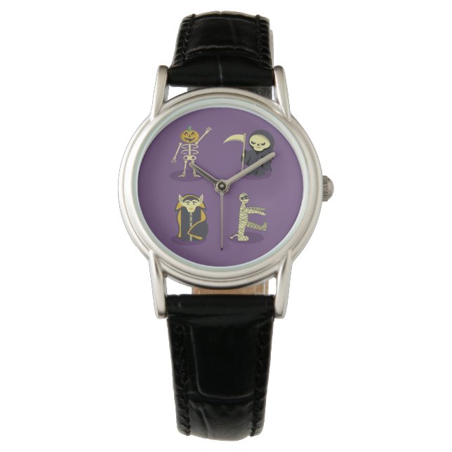 Halloween Skeleton Dracula Mummy Grim Reaper Watch (Front)