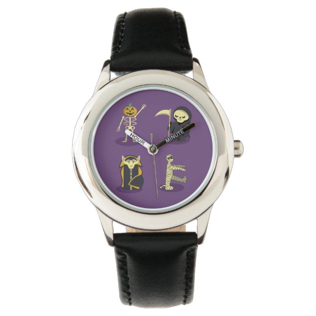 Halloween Skeleton Dracula Mummy Grim Reaper Watch (Front)