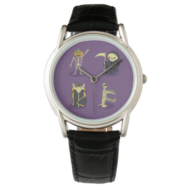 Halloween Skeleton Dracula Mummy Grim Reaper Watch (Front)