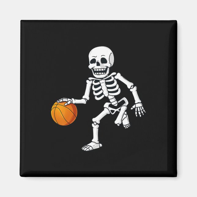 Halloween Skeleton Dribbling Basketball Boys Girls Magnet (Front)