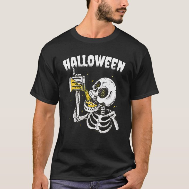 Halloween Skeleton Drink Skeleton T-Shirt (Front)