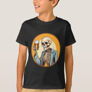 Halloween Skeleton Drinking Beer T-Shirt