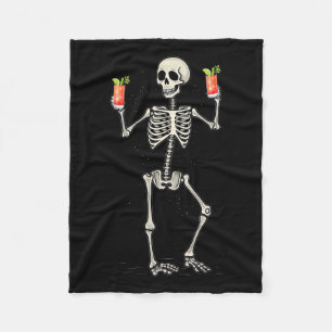 Halloween Skeleton Drinking Bloody Mary Tail Fleece Blanket