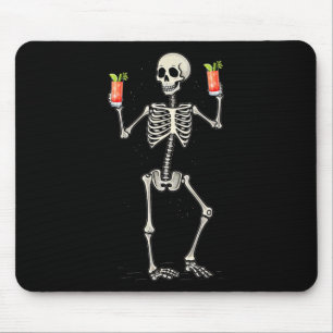 Halloween Skeleton Drinking Bloody Mary Tail Mouse Pad