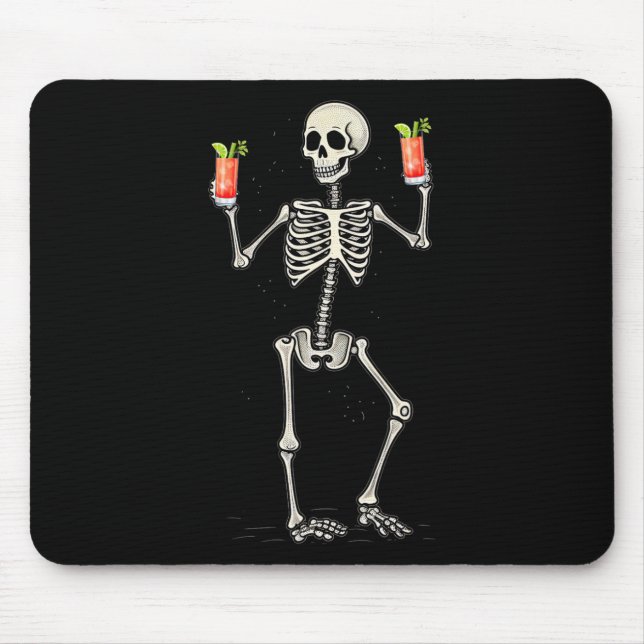 Halloween Skeleton Drinking Bloody Mary Tail  Mouse Pad (Front)