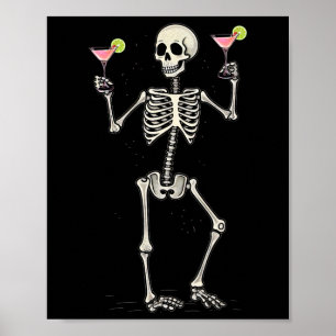 Halloween Skeleton Drinking Cosmopolitan Tail  Poster