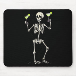 Halloween Skeleton Drinking Margarita Tail  Mouse Pad
