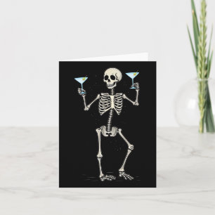 Halloween Skeleton Drinking Martini Tail  Card