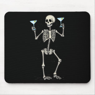 Halloween Skeleton Drinking Martini Tail  Mouse Pad