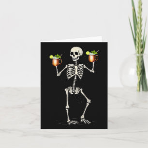 Halloween Skeleton Drinking Moscow Mule Tail Card