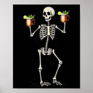 Halloween Skeleton Drinking Moscow Mule Tail Poster