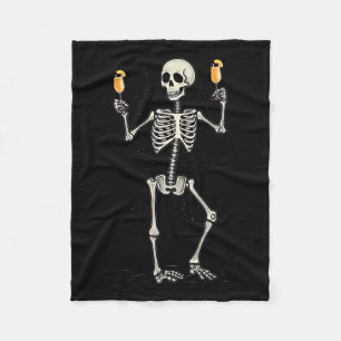 Halloween Skeleton Drinking Peach Bellini Tail  Fleece Blanket
