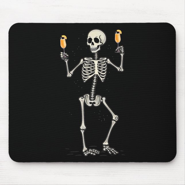 Halloween Skeleton Drinking Peach Bellini Tail  Mouse Pad (Front)