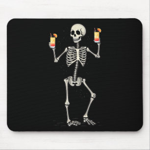 Halloween Skeleton Drinking Tequila Sunrise Tail  Mouse Pad