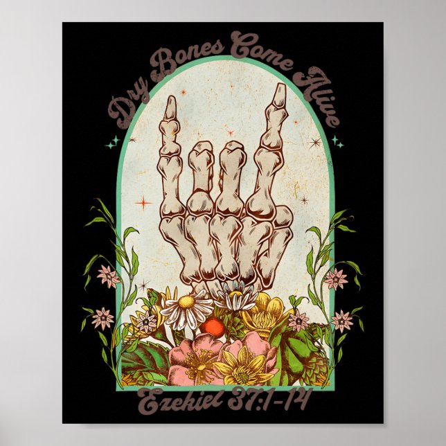 Halloween Skeleton Dry Bones Come Alive Bible Vers Poster (Front)