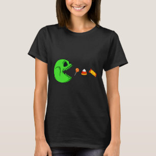 Halloween Skeleton Eats Candy Fun Boys Girls Kids T-Shirt