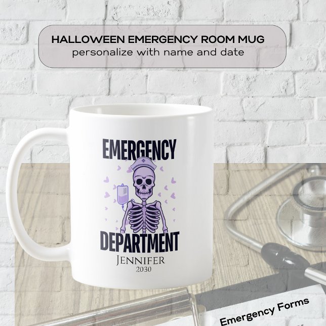 Halloween Skeleton Emergency Department Medical  Coffee Mug (Creator Uploaded)
